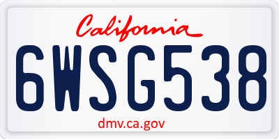 CA license plate 6WSG538