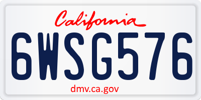 CA license plate 6WSG576