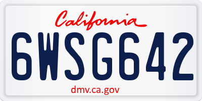 CA license plate 6WSG642