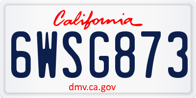 CA license plate 6WSG873