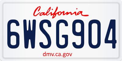 CA license plate 6WSG904
