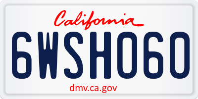 CA license plate 6WSH060