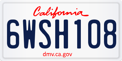 CA license plate 6WSH108
