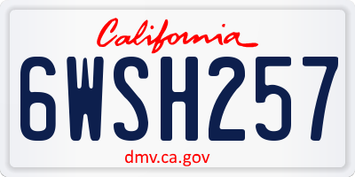 CA license plate 6WSH257