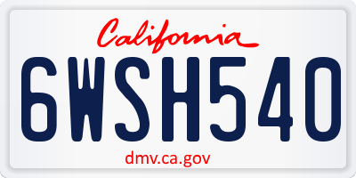 CA license plate 6WSH540