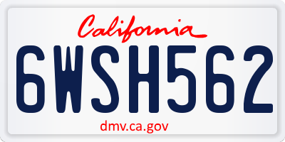 CA license plate 6WSH562