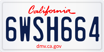 CA license plate 6WSH664