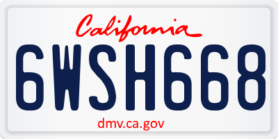 CA license plate 6WSH668