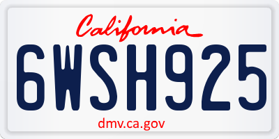 CA license plate 6WSH925