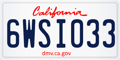 CA license plate 6WSI033
