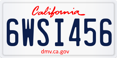 CA license plate 6WSI456