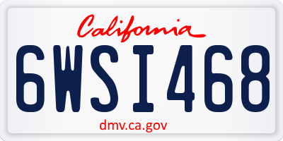 CA license plate 6WSI468