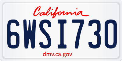 CA license plate 6WSI730