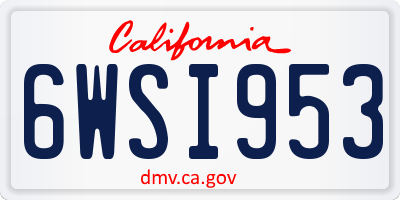CA license plate 6WSI953