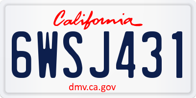 CA license plate 6WSJ431