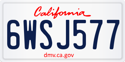 CA license plate 6WSJ577