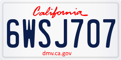 CA license plate 6WSJ707