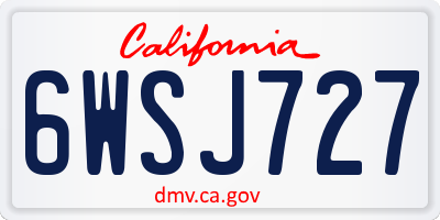 CA license plate 6WSJ727