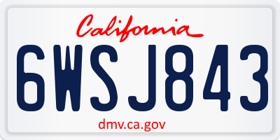 CA license plate 6WSJ843
