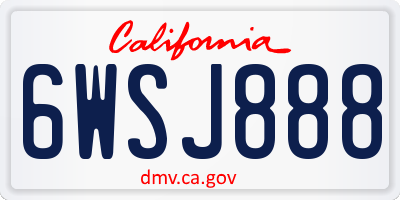 CA license plate 6WSJ888