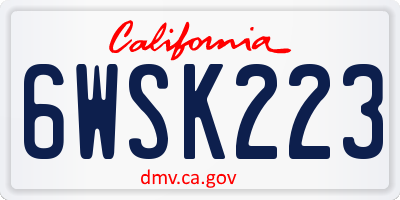 CA license plate 6WSK223