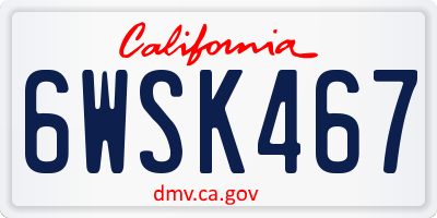 CA license plate 6WSK467