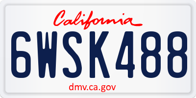 CA license plate 6WSK488