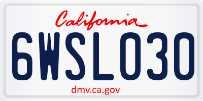 CA license plate 6WSL030