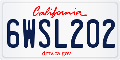 CA license plate 6WSL202
