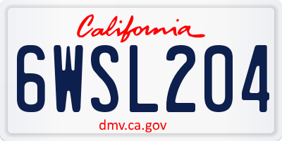 CA license plate 6WSL204