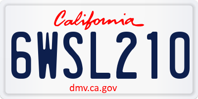 CA license plate 6WSL210