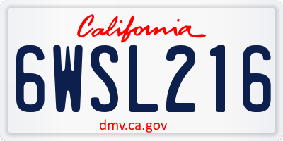 CA license plate 6WSL216