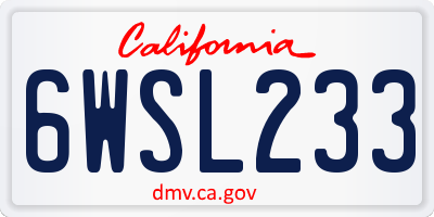 CA license plate 6WSL233