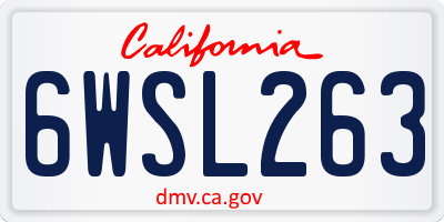 CA license plate 6WSL263