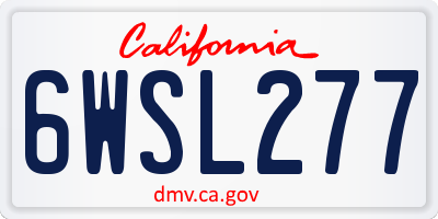 CA license plate 6WSL277