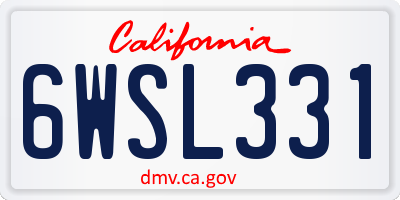 CA license plate 6WSL331