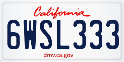CA license plate 6WSL333