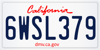 CA license plate 6WSL379