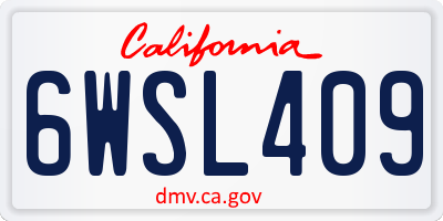CA license plate 6WSL409