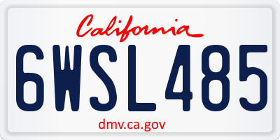 CA license plate 6WSL485