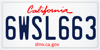 CA license plate 6WSL663