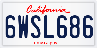 CA license plate 6WSL686