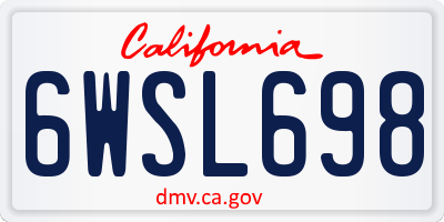 CA license plate 6WSL698