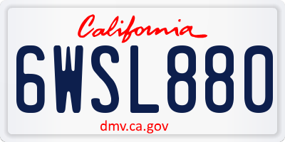 CA license plate 6WSL880