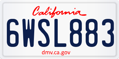 CA license plate 6WSL883