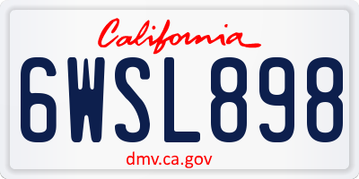 CA license plate 6WSL898