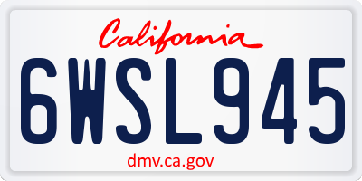 CA license plate 6WSL945