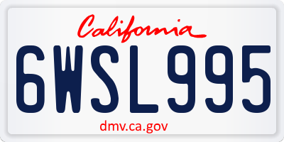 CA license plate 6WSL995