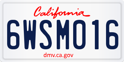 CA license plate 6WSM016