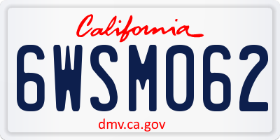 CA license plate 6WSM062